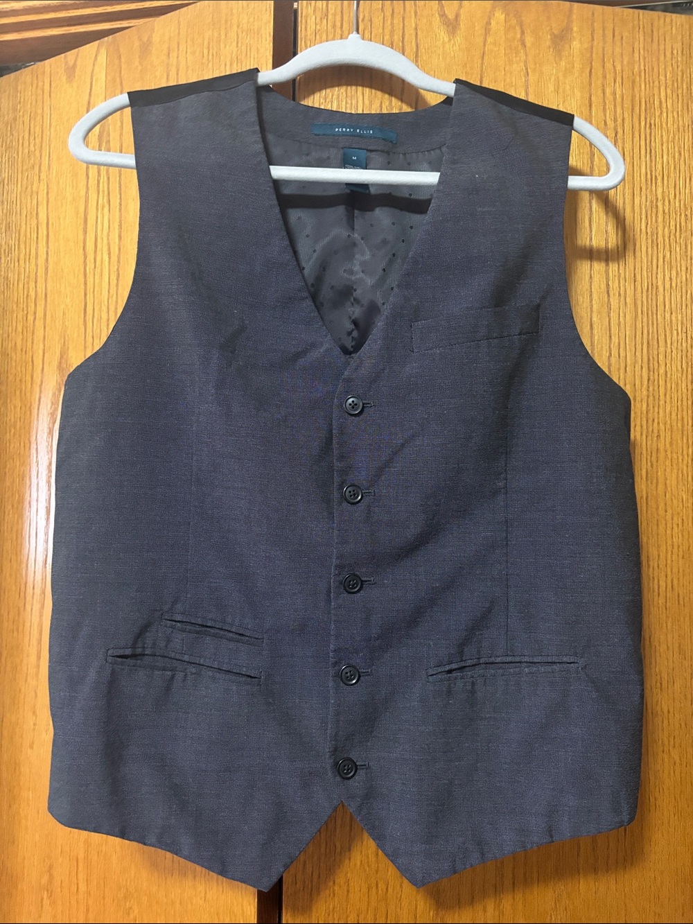 Perry Ellis Men's Dark Navy Button-Front Dress Vest